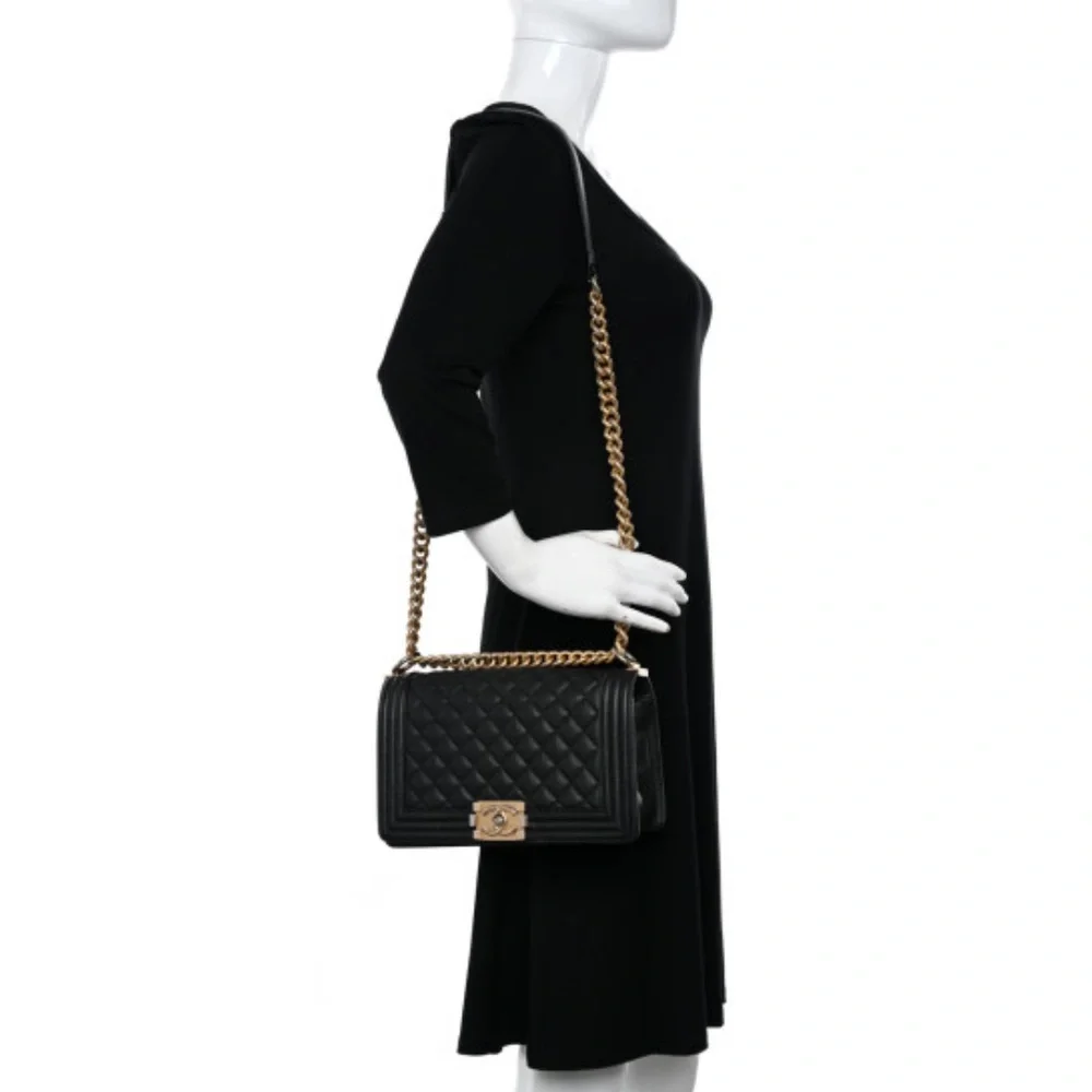 SOLD Chanel Caviar Boy Bag w/ Gold Hardware Flap Handbag - Picture 3 of 16